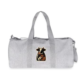 Kuh und Kalb – Retro Liebe auf dem Land - Recycelte Canvas-Sporttasche von Stanley/Stella - Grau meliert - Vorne