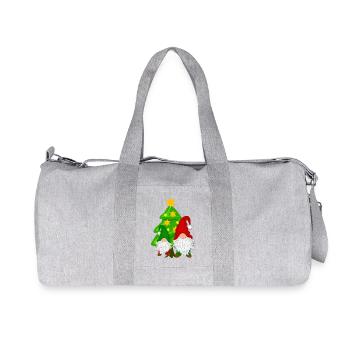 Gnome in front of the Christmas tree - Recycled Canvas Sports Bag by Stanley/Stella - heather grey - Front