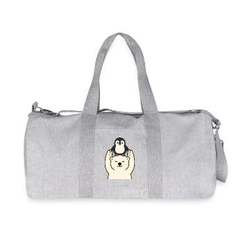 Friendship between polar bear and penguin - Recycled Canvas Sports Bag by Stanley/Stella - heather grey - Front