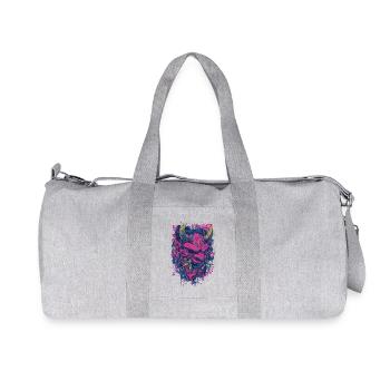 Demon Mask Skull – Dark Art Street Motif - Recycled Canvas Sports Bag by Stanley/Stella - heather grey - Front