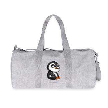 Funny Penguin Cartoon Skeptical Offended - Recycled Canvas Sports Bag by Stanley/Stella - heather grey - Front