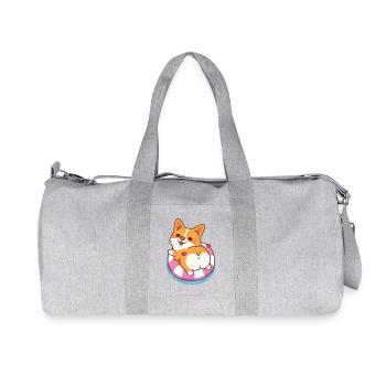 Cute Corgi Chilling On Pool Float Summer - Recycled Canvas Sports Bag by Stanley/Stella - heather grey - Front