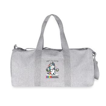 Einhorn beim Gewichtheben – Neonfarben - Recycelte Canvas-Sporttasche von Stanley/Stella - Grau meliert - Vorne