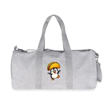 Cute Penguin Taco Cartoon Funny Clumsy - Recycled Canvas Sports Bag by Stanley/Stella - heather grey - Front