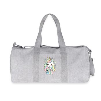 Cute Unicorn Gift, Unicorn Girl for Women and Girl - Recycled Canvas Sports Bag by Stanley/Stella - heather grey - Front