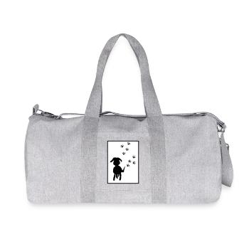 Paw Tracks: Dog Silhouette - Recycled Canvas Sports Bag by Stanley/Stella - heather grey - Front