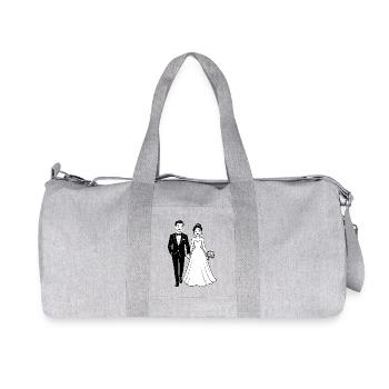Silhouette de la mariée et du marié en noir et blanc - Sac de sport en toile recyclée Stanley/Stella - gris chiné - Devant