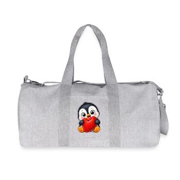 Süßer Pinguin mit Erdbeeren Cartoon Sommer - Recycelte Canvas-Sporttasche von Stanley/Stella - Grau meliert - Vorne