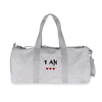 1 AN. 1er ANNIVERSAIRE. ANNIVERSAIRE 1 AN. ANNIV - Sac de sport en toile recyclée Stanley/Stella - gris chiné - Devant
