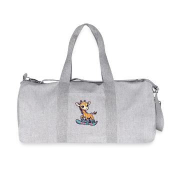Snowboarding Giraffe, Winter Sports Animal - Recycelte Canvas-Sporttasche von Stanley/Stella - Grau meliert - Vorne
