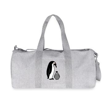 Penguin with baby - Recycled Canvas Sports Bag by Stanley/Stella - heather grey - Front