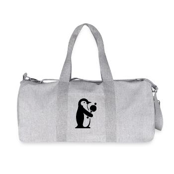 Pinguin Tischtennis Tischtennisspieler Silhouette - Recycelte Canvas-Sporttasche von Stanley/Stella - Grau meliert - Vorne