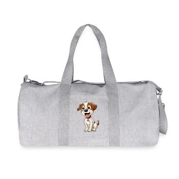 Chien animé chiot joyeux - Sac de sport en toile recyclée Stanley/Stella - gris chiné - Devant