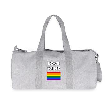 Love Wins LGBT flag - Recycled Canvas Sports Bag by Stanley/Stella - heather grey - Front