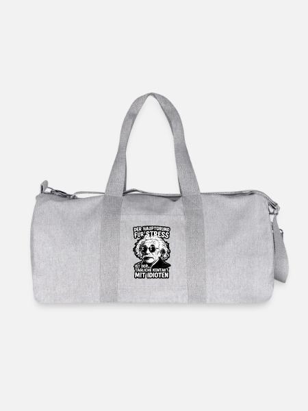 Einstein Zitat Stress Idioten Spruch - Recycelte Canvas-Sporttasche von Stanley/Stella - Grau meliert