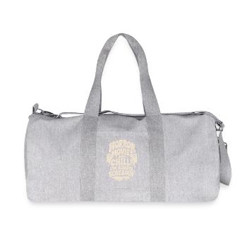 Horror Movies And Chill Funny Quote - Recycled Canvas Sports Bag by Stanley/Stella - heather grey - Front
