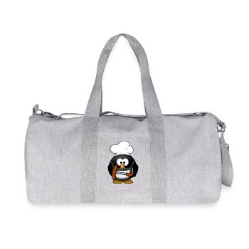 Kochender Pinguin mit Bratwurst. Geschenkidee - Recycelte Canvas-Sporttasche von Stanley/Stella - Grau meliert - Vorne