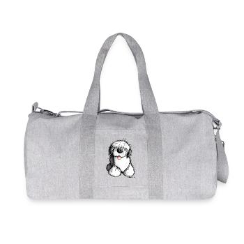 Bobbie Bobtail - Old English Sheepdog - Cartoon - Recycled Canvas Sports Bag by Stanley/Stella - heather grey - Front