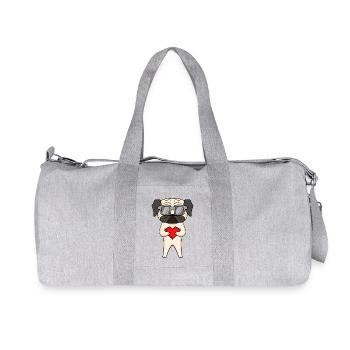 Pug with sunglasses and heart - Recycled Canvas Sports Bag by Stanley/Stella - heather grey - Front