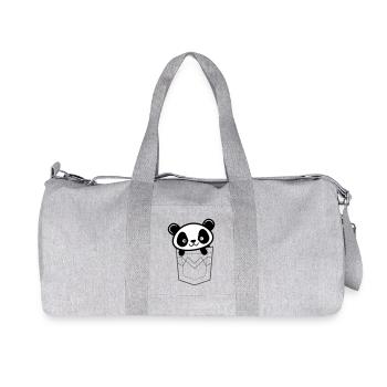 Panda lugt aus der Tasche - Recycelte Canvas-Sporttasche von Stanley/Stella - Grau meliert - Vorne