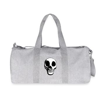 Minimalist skull design in black and white - Recycled Canvas Sports Bag by Stanley/Stella - heather grey - Front