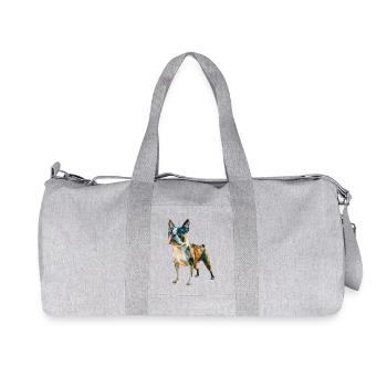 French Bulldog - Cool Low Poly Logo - Recycled Canvas Sports Bag by Stanley/Stella - heather grey - Front