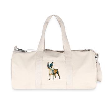 Französische Bulldogge - Cooles Low-Poly-Logo - Recycelte Canvas-Sporttasche von Stanley/Stella - Naturweiß - Vorne