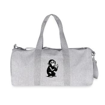 Betender Affe Schwarzweiß Illustration - Recycelte Canvas-Sporttasche von Stanley/Stella - Grau meliert - Vorne