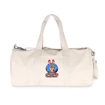 Frohes Weihnachten Peacezeichen Motiv - Recycelte Canvas-Sporttasche von Stanley/Stella - Naturweiß - Vorne