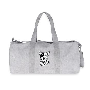 Portrait de chien bicolore aux yeux bleus - Sac de sport en toile recyclée Stanley/Stella - gris chiné - Devant
