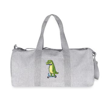 Dessin animé Crocodile Scooter Amitié Solitaire - Sac de sport en toile recyclée Stanley/Stella - gris chiné - Devant