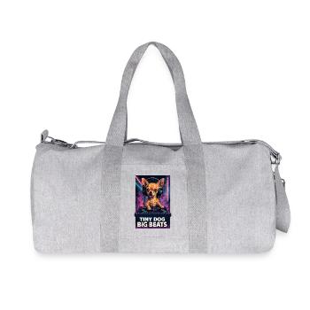 Chihuahua DJ: Tiny Dog Big Beats – Retro Neon - Recycelte Canvas-Sporttasche von Stanley/Stella - Grau meliert - Vorne