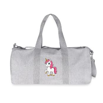 Pink Unicorn with Pink Mane - Recycled Canvas Sports Bag by Stanley/Stella - heather grey - Front