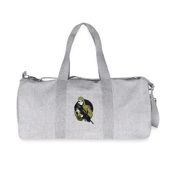 Squelette en cape camouflage avec fusil - Sac de sport en toile recyclée Stanley/Stella - gris chiné - Devant