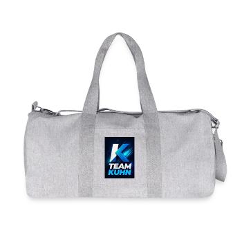 Kuhn Team Neon Blau Namensschild Namen Nachname - Recycelte Canvas-Sporttasche von Stanley/Stella - Grau meliert - Vorne