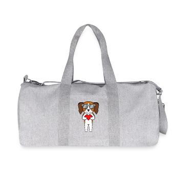 Beagle with sunglasses and heart - Recycled Canvas Sports Bag by Stanley/Stella - heather grey - Front