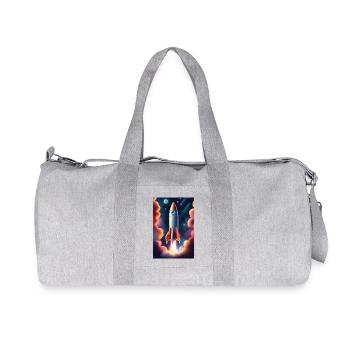 Raketenschiff fliegt ins All - Recycelte Canvas-Sporttasche von Stanley/Stella - Grau meliert - Vorne