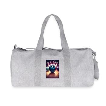 Cool bowling ball graphic t-shirt design - Recycled Canvas Sports Bag by Stanley/Stella - heather grey - Front