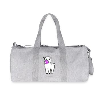 Llama Bubblegum Full Body Standing Frontal Cute Cool - Recycled Canvas Sports Bag by Stanley/Stella - heather grey - Front