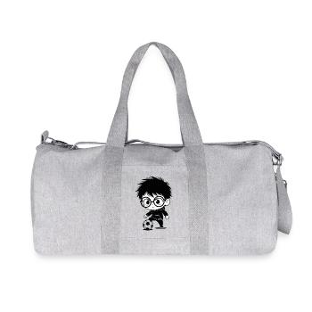 Kids Football Hoodie Sport Black White - Recycled Canvas Sports Bag by Stanley/Stella - heather grey - Front