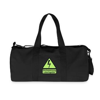 Schild Hochspannung Lebensgefahr - Recycelte Canvas-Sporttasche von Stanley/Stella - Schwarz - Vorne