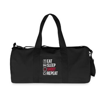 Eat Sleep Shoot Repeat - Recycelte Canvas-Sporttasche von Stanley/Stella - Schwarz - Vorne
