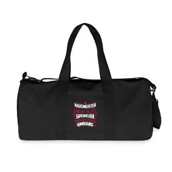Hausmeister! Superheld ohne Umhang - SHIRTBUBBLE - Recycelte Canvas-Sporttasche von Stanley/Stella - Schwarz - Vorne