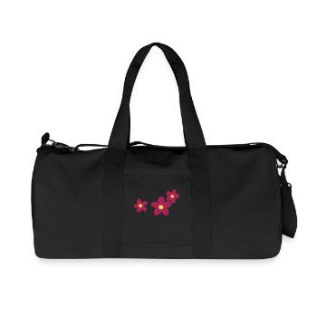 Flower Power two-color floral design - Recycled Canvas Sports Bag by Stanley/Stella - black - Front
