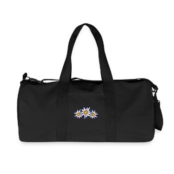 Weiße Alpen Edelweiß Blume Bergblume Berge Wandern - Recycelte Canvas-Sporttasche von Stanley/Stella - Schwarz - Vorne
