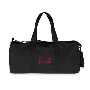 Dog Pulse Heartbeat Frequency ECG Cool Pet - Recycled Canvas Sports Bag by Stanley/Stella - black - Front