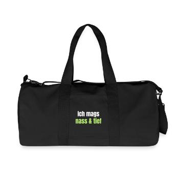 Als Angler mags ich es nass und tief. - Recycelte Canvas-Sporttasche von Stanley/Stella - Schwarz - Vorne
