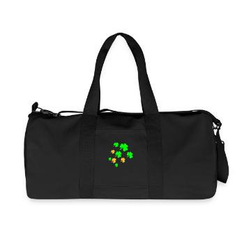trèfle de nombreuses feuilles à trois feuilles motif vert - Sac de sport en toile recyclée Stanley/Stella - noir - Devant