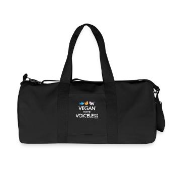 "Vegan for the Voiceless" Vegan T-Shirt - Recycelte Canvas-Sporttasche von Stanley/Stella - Schwarz - Vorne