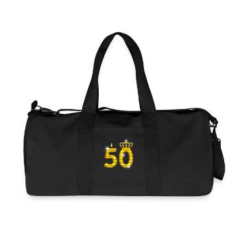 50 birthday - Crown - candle - gold - Recycled Canvas Sports Bag by Stanley/Stella - black - Front